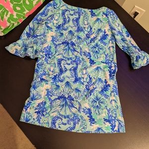 Lilly Pulitzer Sea Glass Girls Xs 2 To 3  vibrant dress with UPF 50+ sun protect